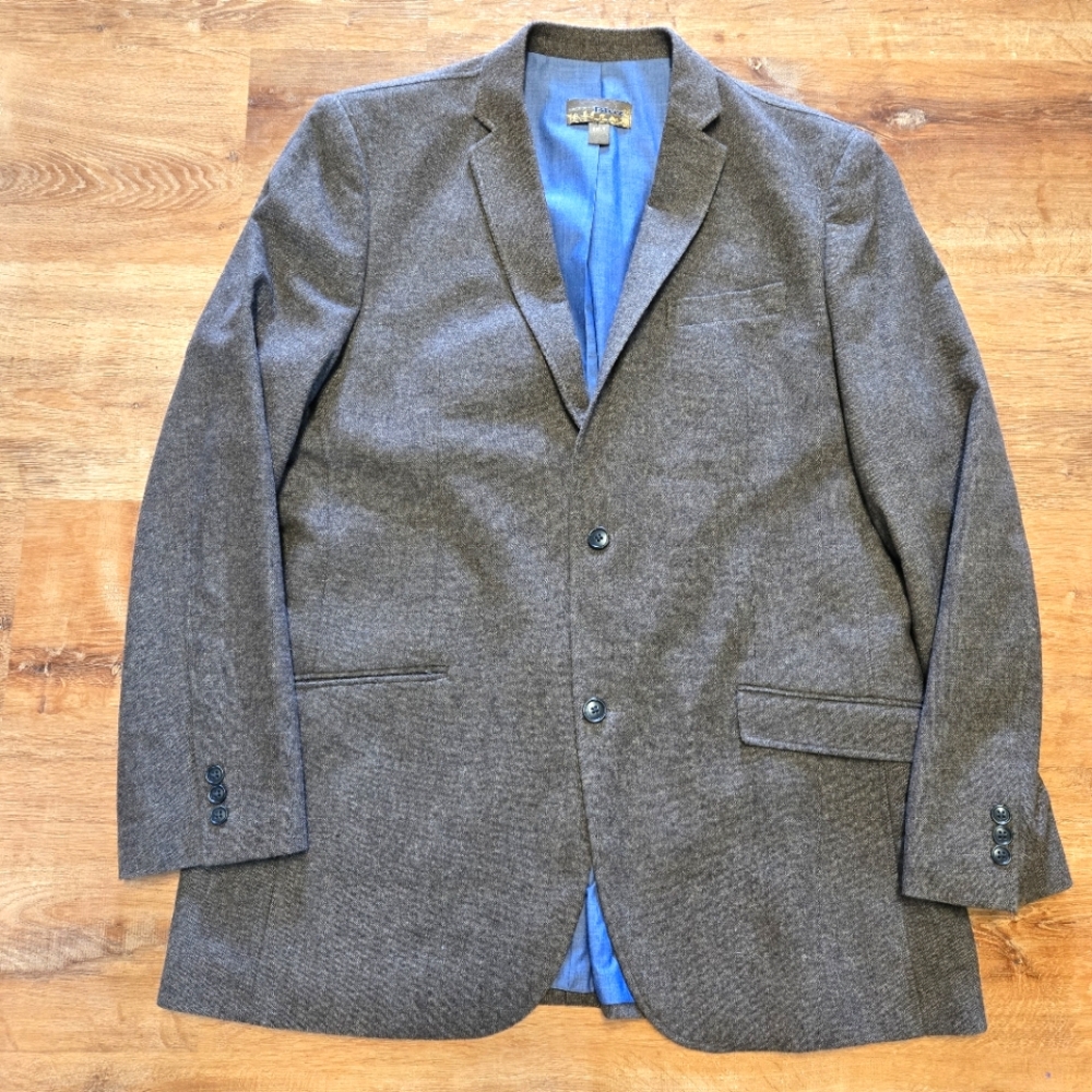 Pronto Uomo Brown Wool Blend Blazer with Notched Lapels 2XLT